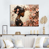 Gold and pink African american floral dance - Fashion Canvas Wall Art