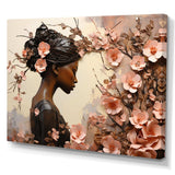 Gold and pink African american floral dance - Fashion Canvas Wall Art