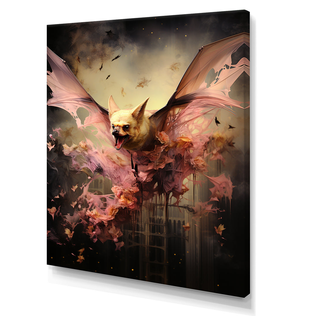 Abstract Pink and Black Bat Elegance - Bat Wall Decor
