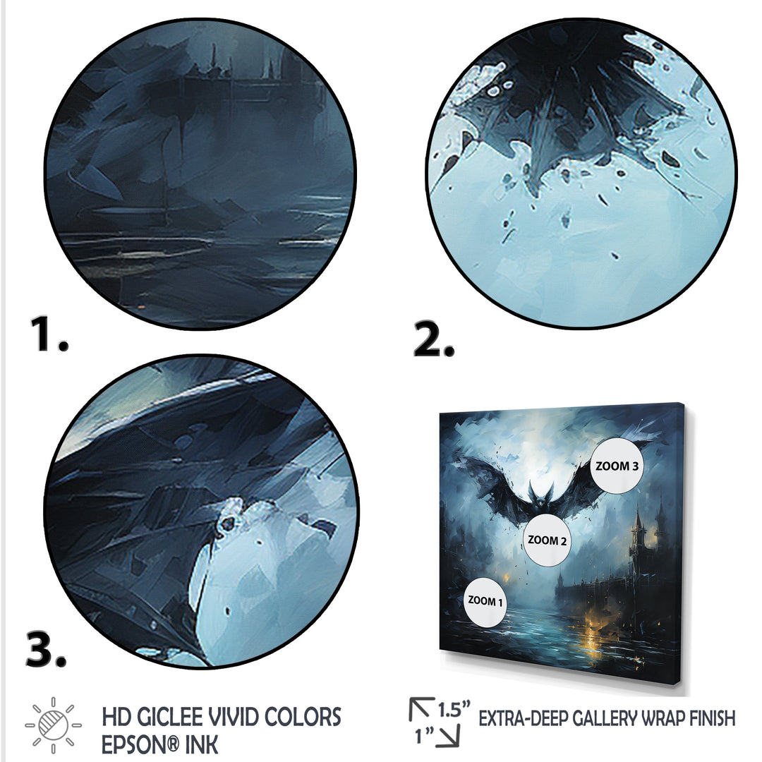 Impressionist Moonlit Bat Flight - Black Animal Nursery Wall Art