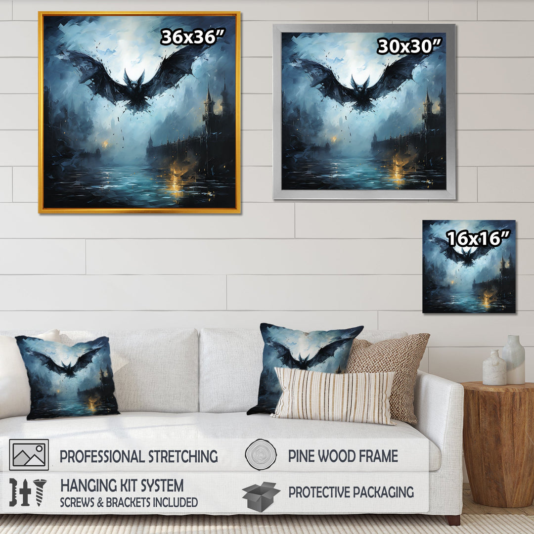Impressionist Moonlit Bat Flight - Black Animal Nursery Wall Art