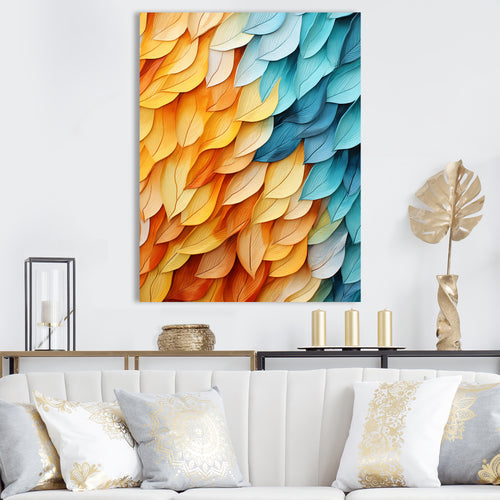 Colorful blue and yellow feathers - Feathers Home Decor Art