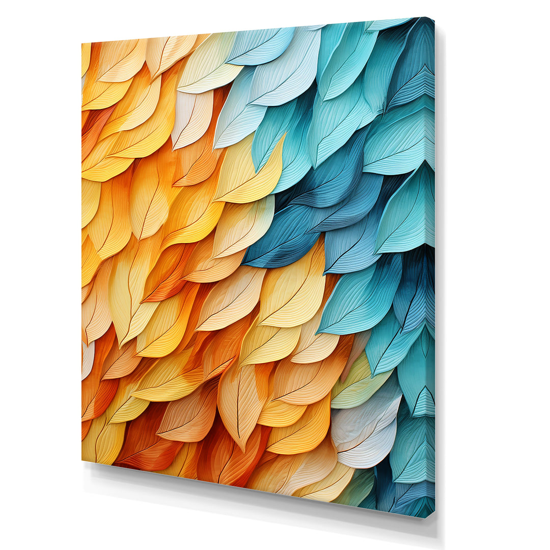 Colorful blue and yellow feathers - Feathers Home Decor Art
