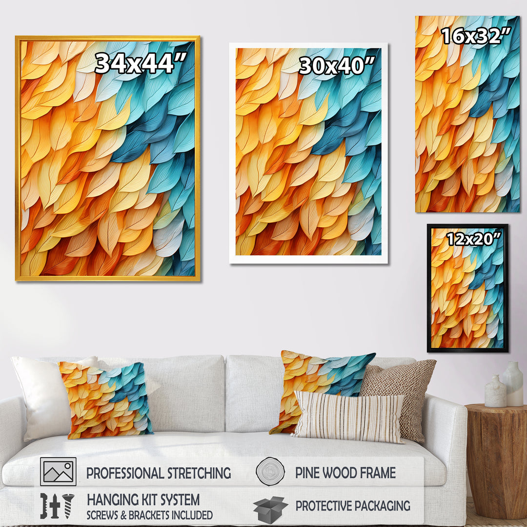 Colorful blue and yellow feathers - Feathers Home Decor Art