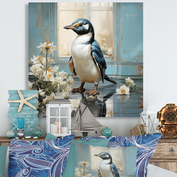 White Penguin floral Parade - Raven Canvas Wall Art