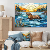 Enchanting beaver mosaic - Blue Beaver Wall Art