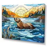 Enchanting beaver mosaic - Blue Beaver Wall Art