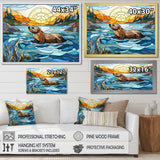 Enchanting beaver mosaic - Blue Beaver Wall Art