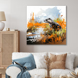 Enchanting beaver swim - Nursery Teddy Bear Large Canvas Wall Art