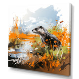 Enchanting beaver swim - Nursery Teddy Bear Large Canvas Wall Art