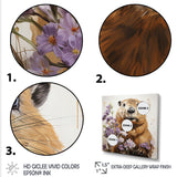 Brown Tranquil Wetland Beaver blooms - Nursery Teddy Bear Bedroom Wall Art