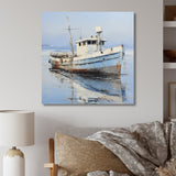 Minimalist White Nautical fishing boat - White Nursery Teddy Bear Wall Art