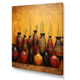 Red African Pottery Canvas - Geometric Canvas Wall Art