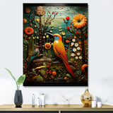 Abstract woodpecker bird flower at night - Bird Wall Decor