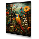 Abstract woodpecker bird flower at night - Bird Wall Decor