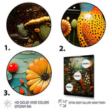 Abstract woodpecker bird flower at night - Bird Wall Decor