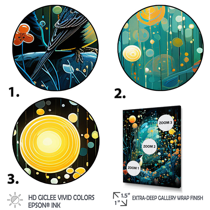 Flower serenity wood Pecker starry night - Bird Wall Decor