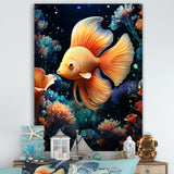 Abstract Ocean Dance - Orange Butterfly Fish Wall Art