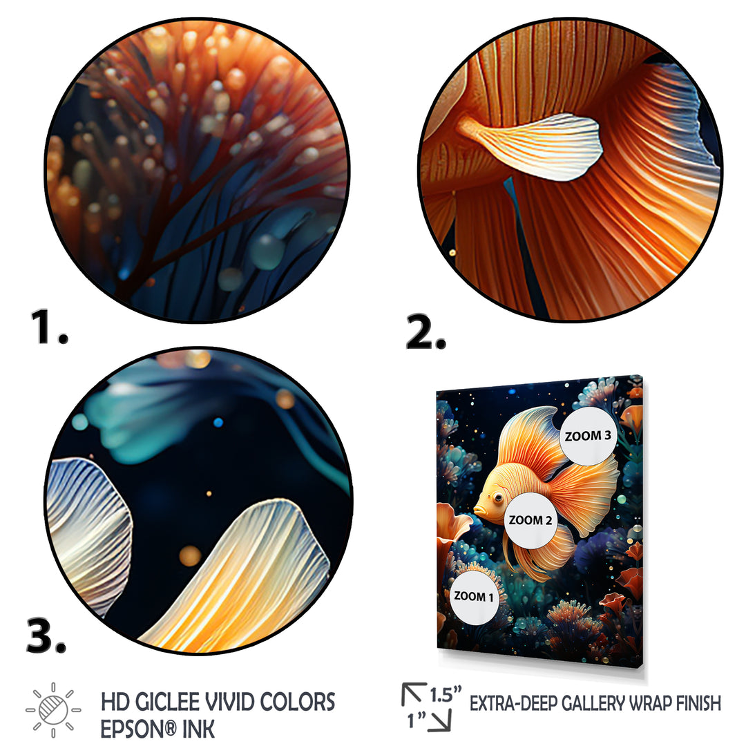 Abstract Ocean Dance - Orange Butterfly Fish Wall Art