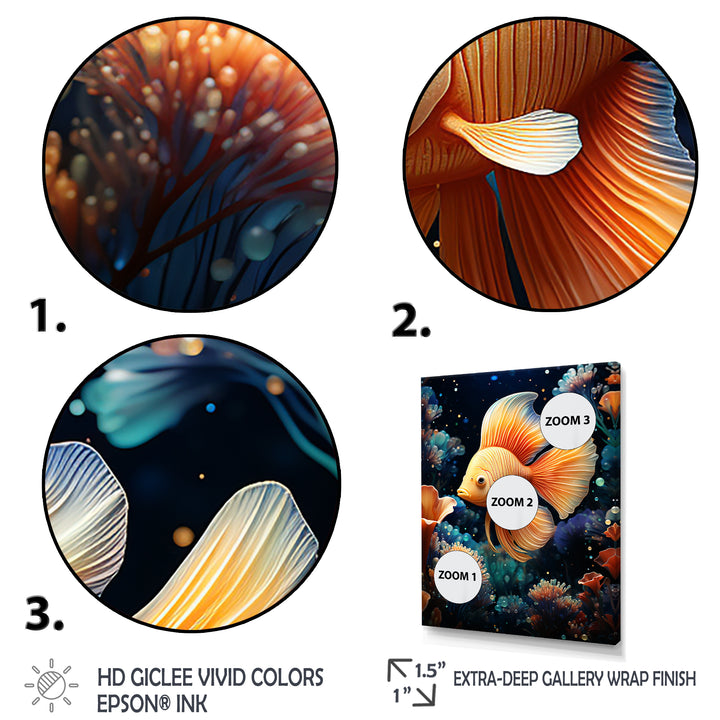 Abstract Ocean Dance - Orange Butterfly Fish Wall Art