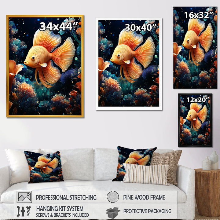Abstract Ocean Dance - Orange Butterfly Fish Wall Art