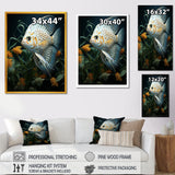 White Classical Butterfly fish Symphony - Butterfly Fish Framed Canvas Art