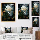 White Classical Butterfly fish Symphony - Butterfly Fish Framed Canvas Art