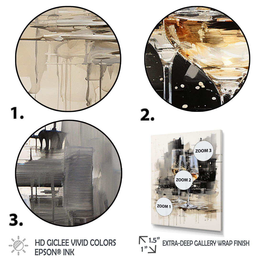 Black and white Champagne glass Essence II - Food &amp; Beverage Canvas Wall Art