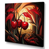 Summer Cherries cubic design II - Floral Canvas Wall Art