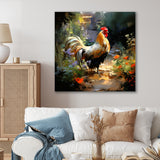 Vintage rooster in farm - Chicken Home Decor Art