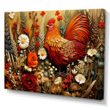 Country Quill floral Rooster - Red Chicken Wall Art