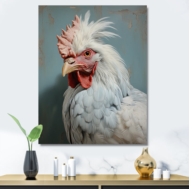 Majestic Rooster Portrait - Chicken Large Canvas Wall Art
