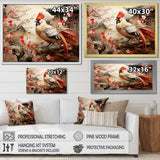 Japan beige and red Rooster - Rooster Living Room Wall Art