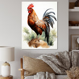 Red Pointillist Plumage Study rooster - Chicken Framed Canvas Art