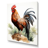Red Pointillist Plumage Study rooster - Chicken Framed Canvas Art