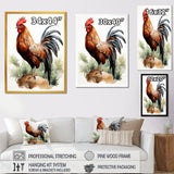 Red Pointillist Plumage Study rooster - Chicken Framed Canvas Art