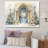 Christmas garland  door in winter 3 - Landscapes Canvas Wall Art