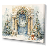 Christmas garland  door in winter 3 - Landscapes Canvas Wall Art