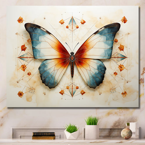 Orange and blue Butterfly pattern - Butterfly Bedroom Wall Art