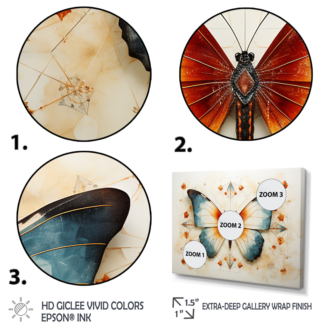 Orange and blue Butterfly pattern - Butterfly Bedroom Wall Art