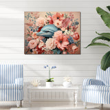 Floral Dance of the Dolphins - Coastal Animal Wall Decor