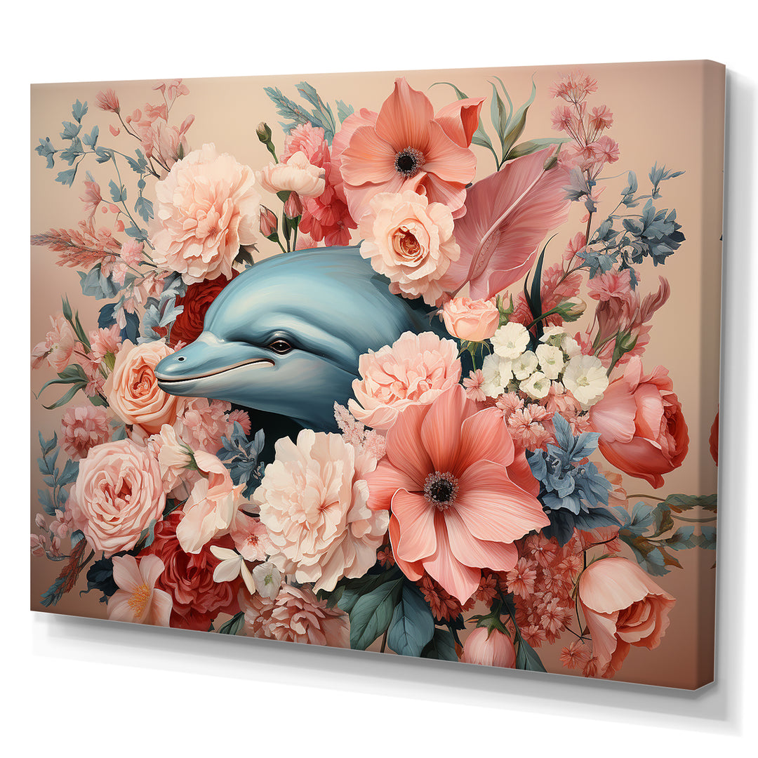 Floral Dance of the Dolphins - Coastal Animal Wall Decor
