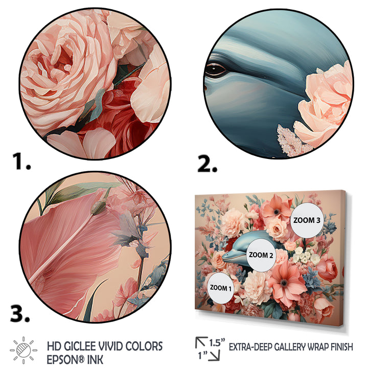 Floral Dance of the Dolphins - Coastal Animal Wall Decor