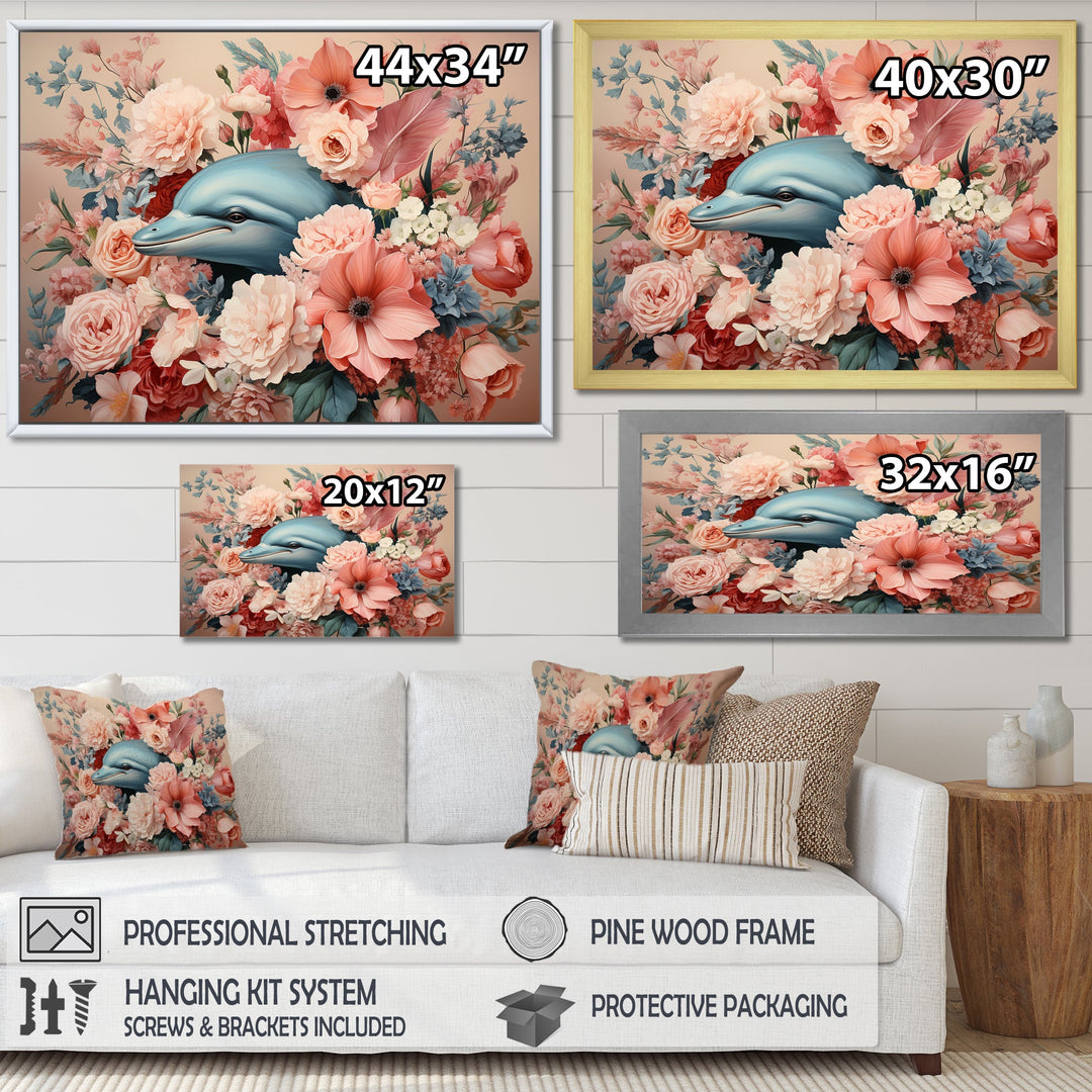 Floral Dance of the Dolphins - Coastal Animal Wall Decor