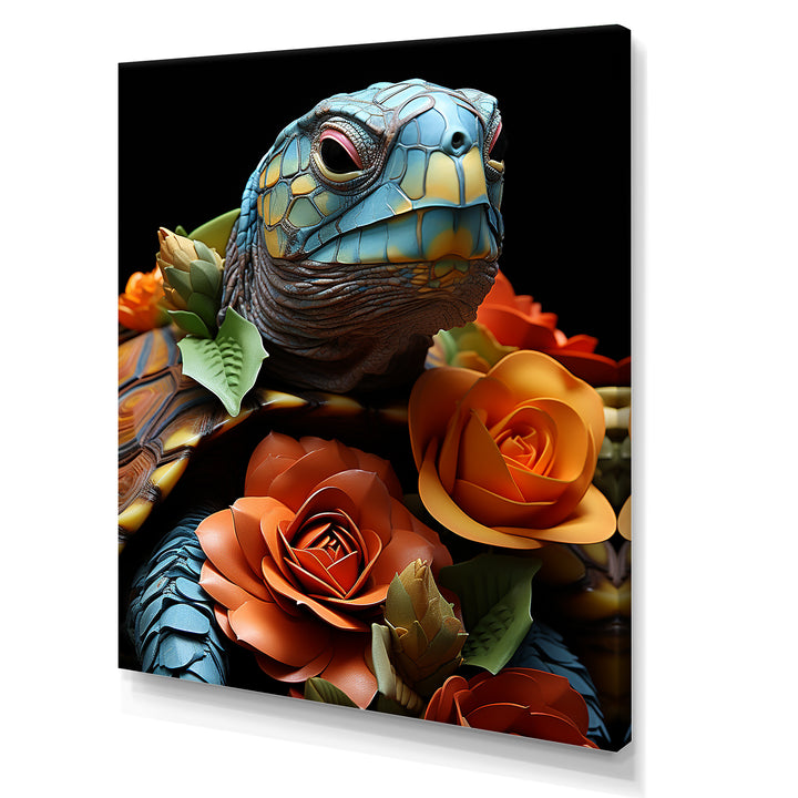 Floral Harbor turtle blooms - Coastal Animal Wall Art Prints