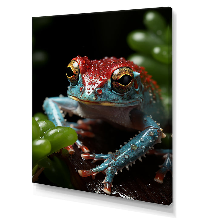 Jumping frog Hideaway - Blue Coastal Animal Wall Art