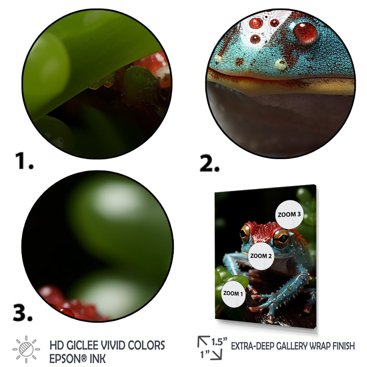 Jumping frog Hideaway - Blue Coastal Animal Wall Art