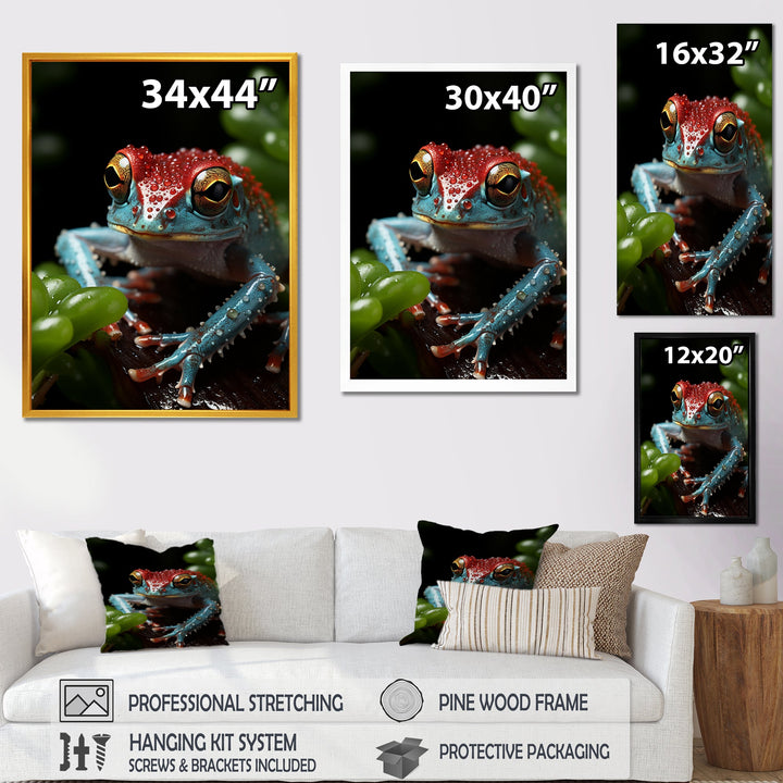 Jumping frog Hideaway - Blue Coastal Animal Wall Art