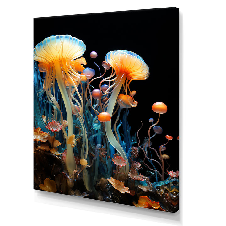Yellow Jellyfish Drift - Yellow Coastal Animal Wall Art