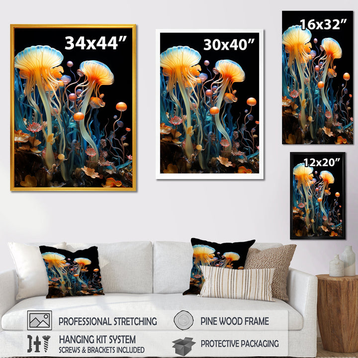 Yellow Jellyfish Drift - Yellow Coastal Animal Wall Art